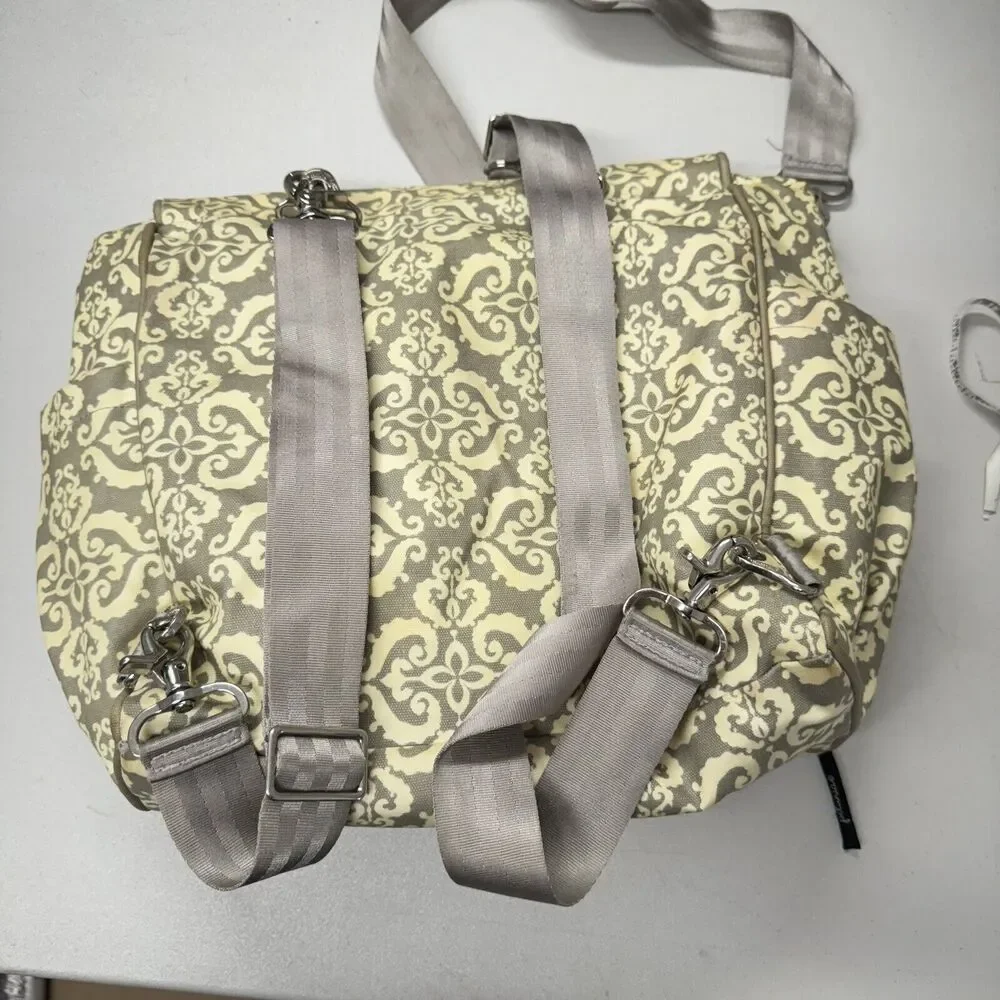 Petunia Pickle Bottom Diaper Bag Backpack Floral Pattern, Grey White Yellow